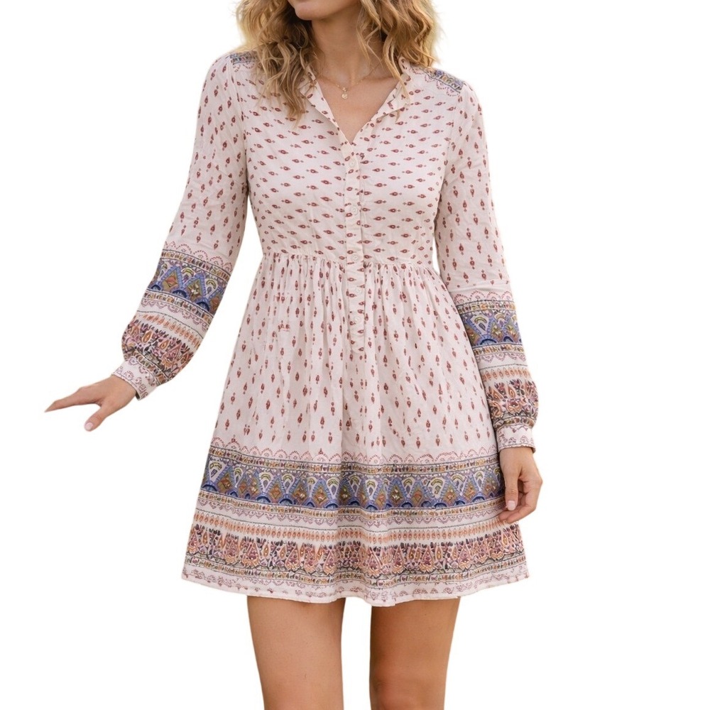 Chelsea & Violet Boho Paisley Print Babydoll Mini Dress Small